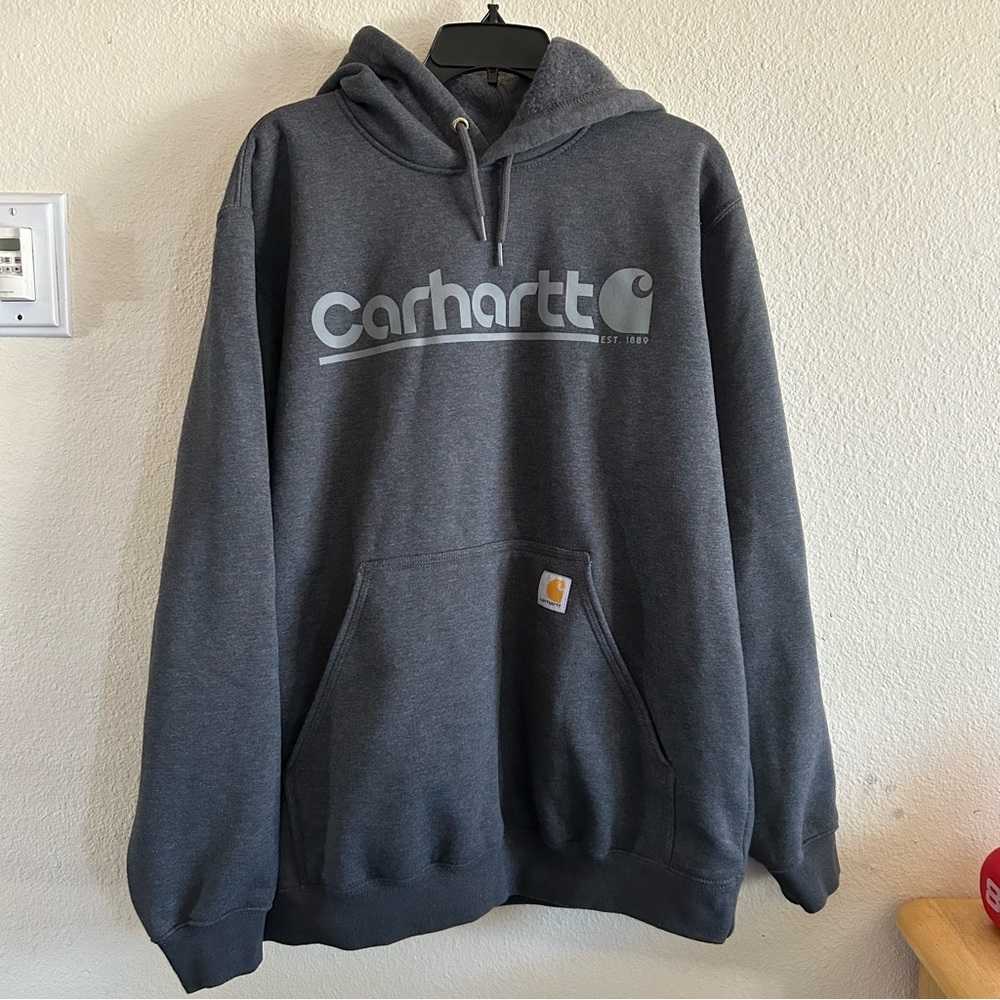 Carhartt Rain Defender Loose Fit Midweight Logo Graphic Hoodie in Mens Large